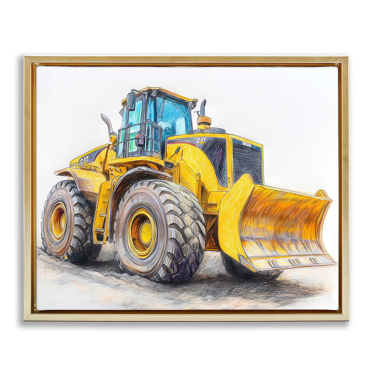Stupell Industries Industrial Excavator Drawing Floating Frame, design by Steve Hunziker